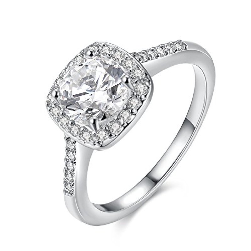 Uloveido Square Simulated Diamond Halo…