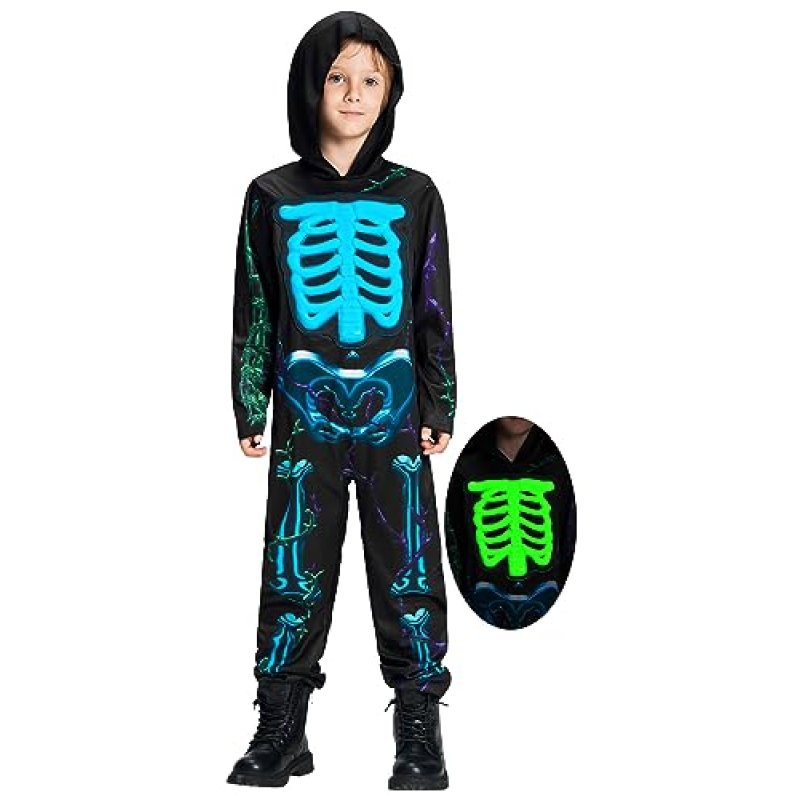 Glow in the Dark Skeleton Costume for Kids…