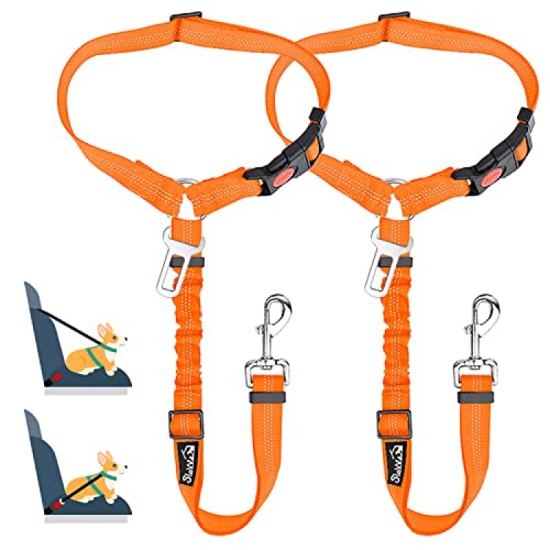 SlowTon Dog Seatbelts with Bungee Buffer