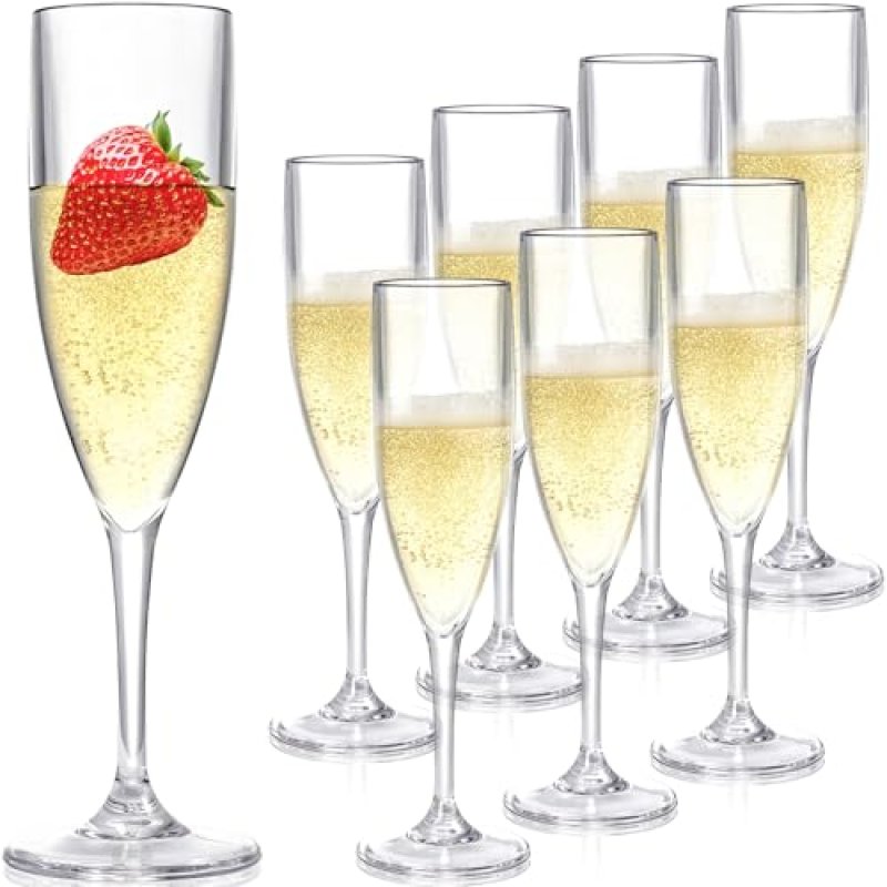 Elsjoy 8 Pack Acrylic Champagne Flutes, 6 Oz…