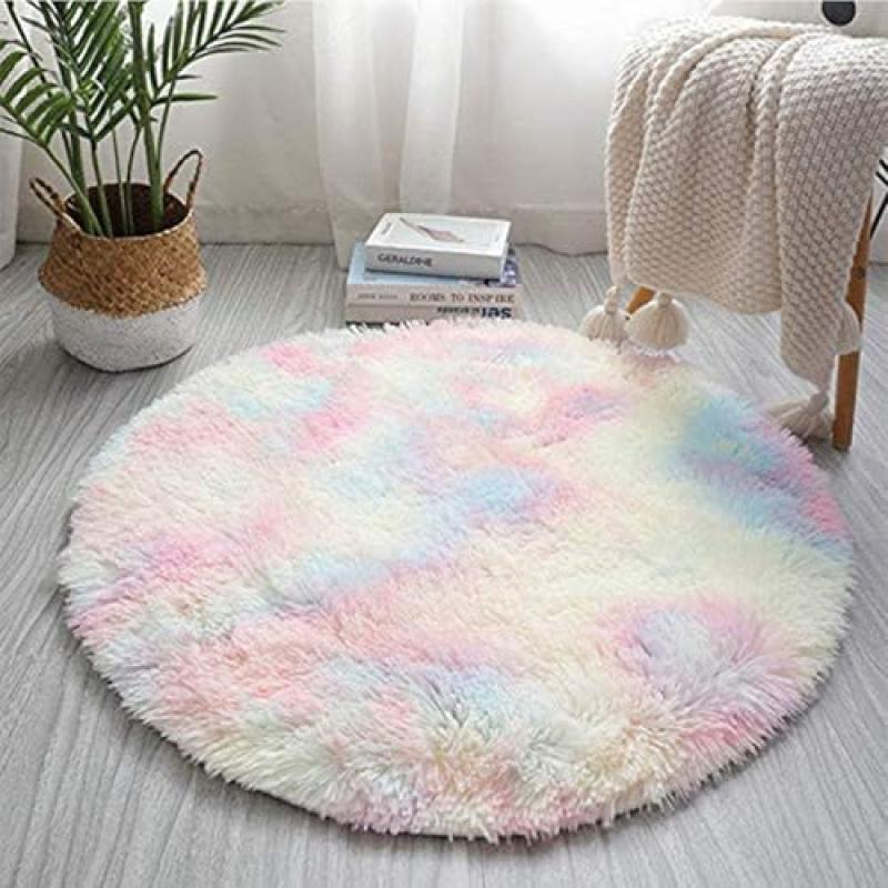 Fluffy Rainbow Area Rug