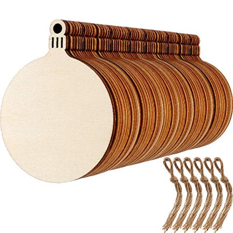 Blulu 60 Pieces Christmas Wooden Ornaments Round…