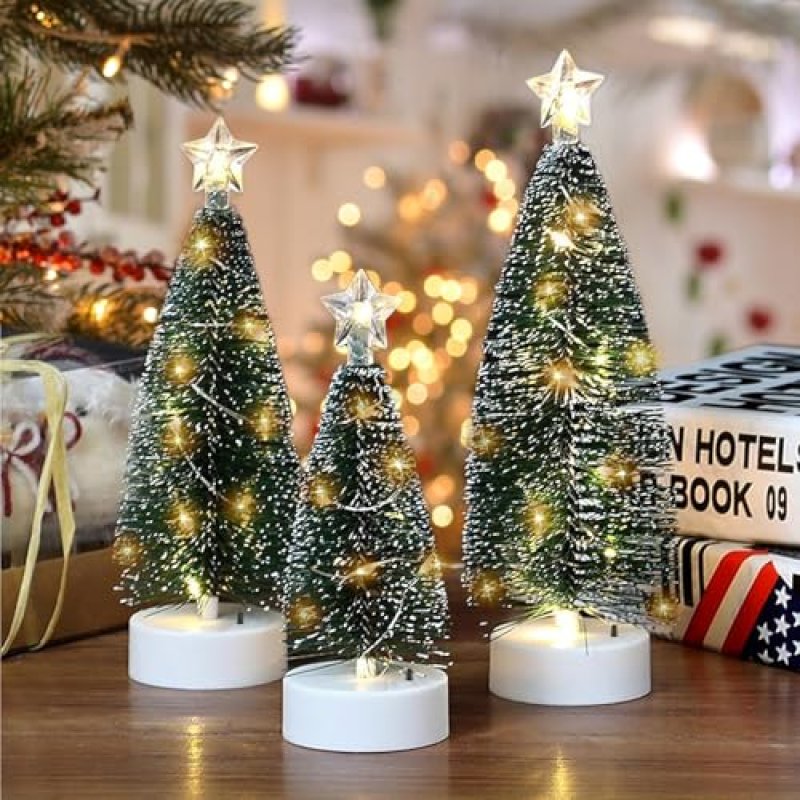 Small Christmas Trees with Lights