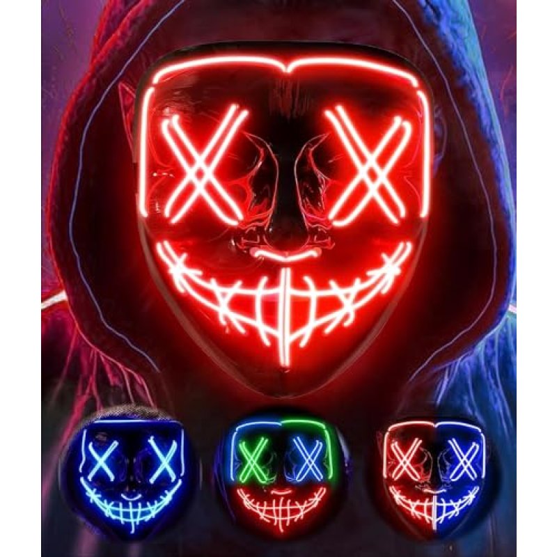AnanBros Scary LED Halloween Mask, Light up Mask…