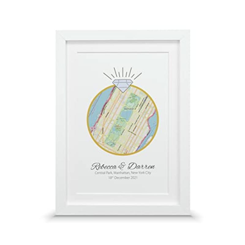 Engagement Map Print with Frame