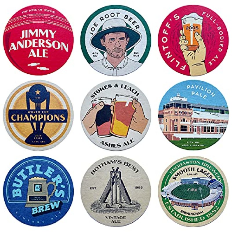 England Cricket Beer Mats x9