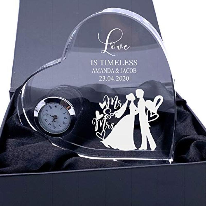 Engraved Crystal Clock for Weddings