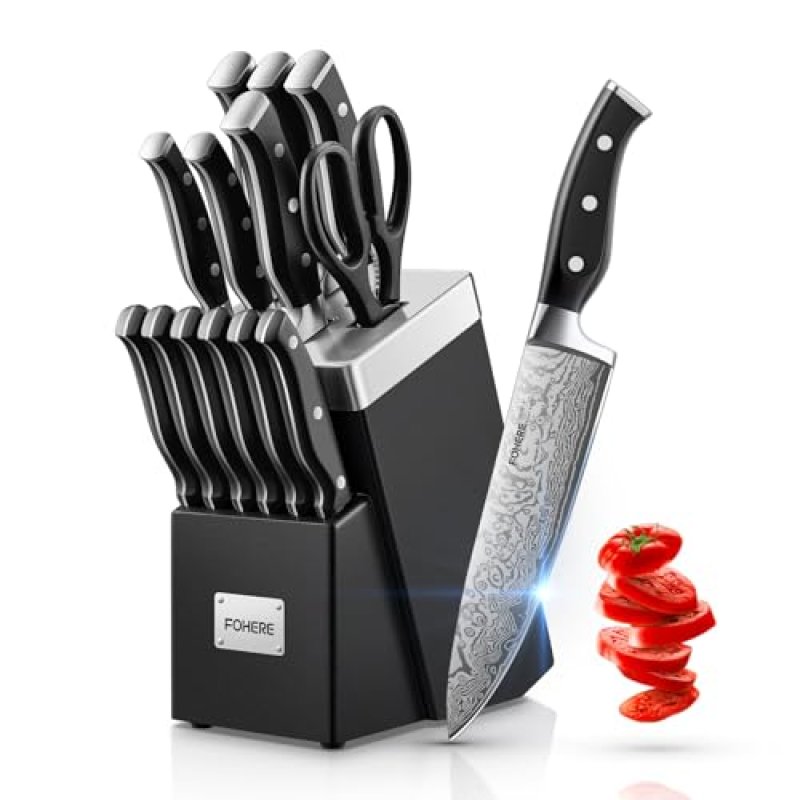 Knife Set, FOHERE 14 Pieces Kitchen Knife Set…