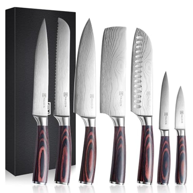 PAUDIN Knife Set, 7-Piece Kitchen Knives Set with…