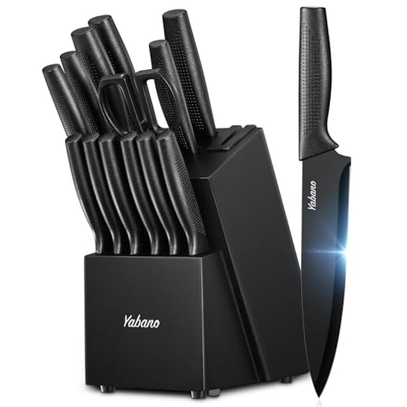 Knife Set, Yabano 14 Pieces Knife Block Set with…