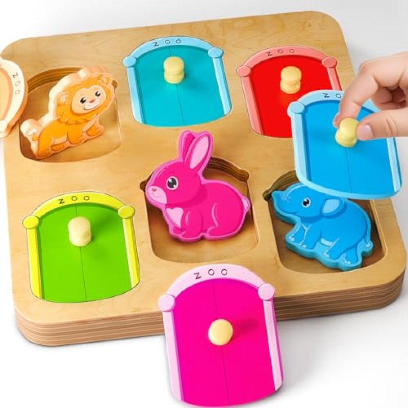 SYHLN Animal Peg Puzzles Wooden Toy
