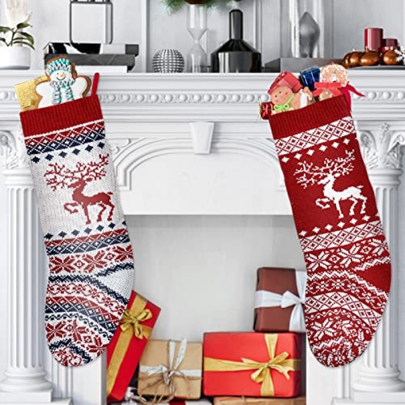 Knitted Christmas Stockings Set