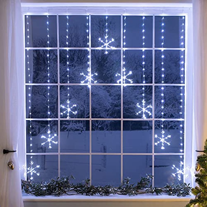 CHRISTOW Snowflake Curtain Lights
