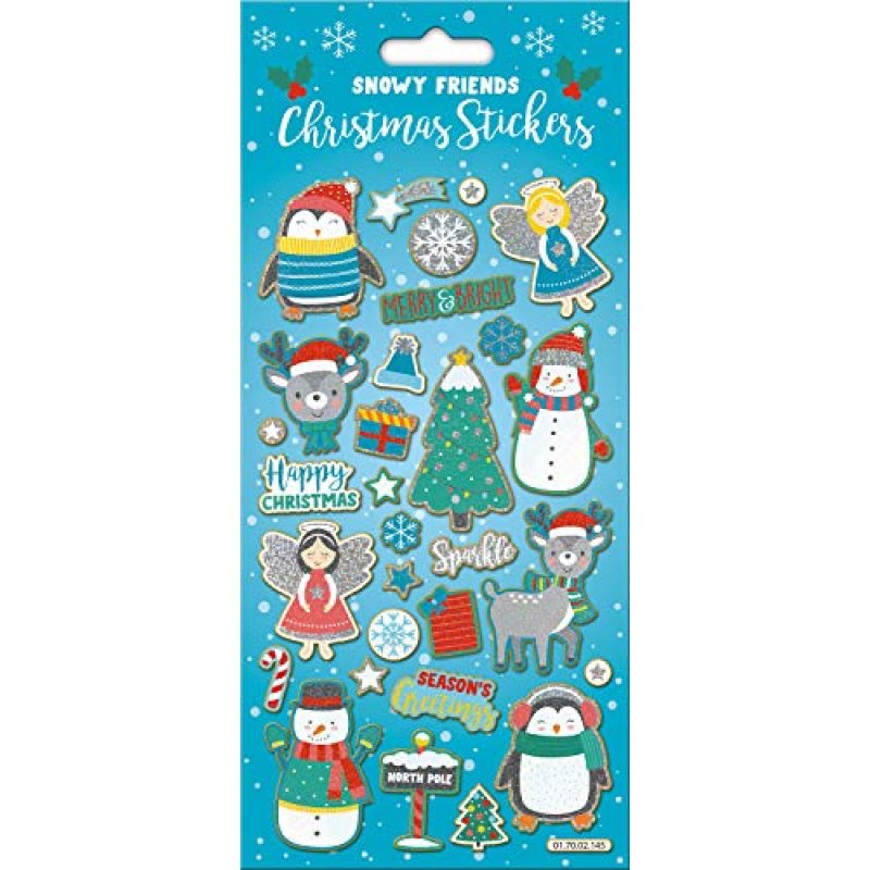 Snowy Friends Sparkly Reusable Christmas Stickers…