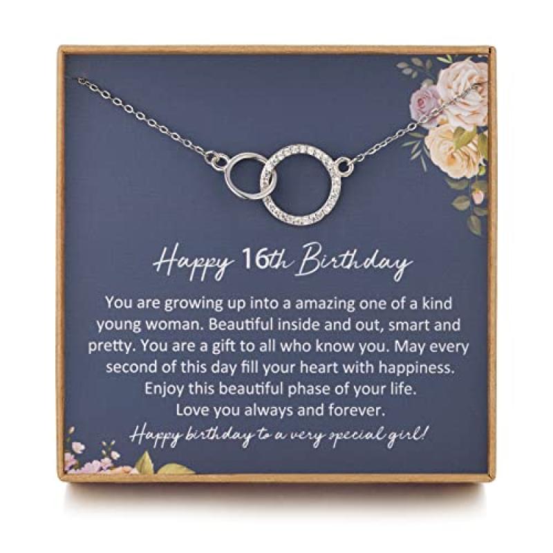 NOURISHLOV Interlocking Ring Necklace for 16th Birthday