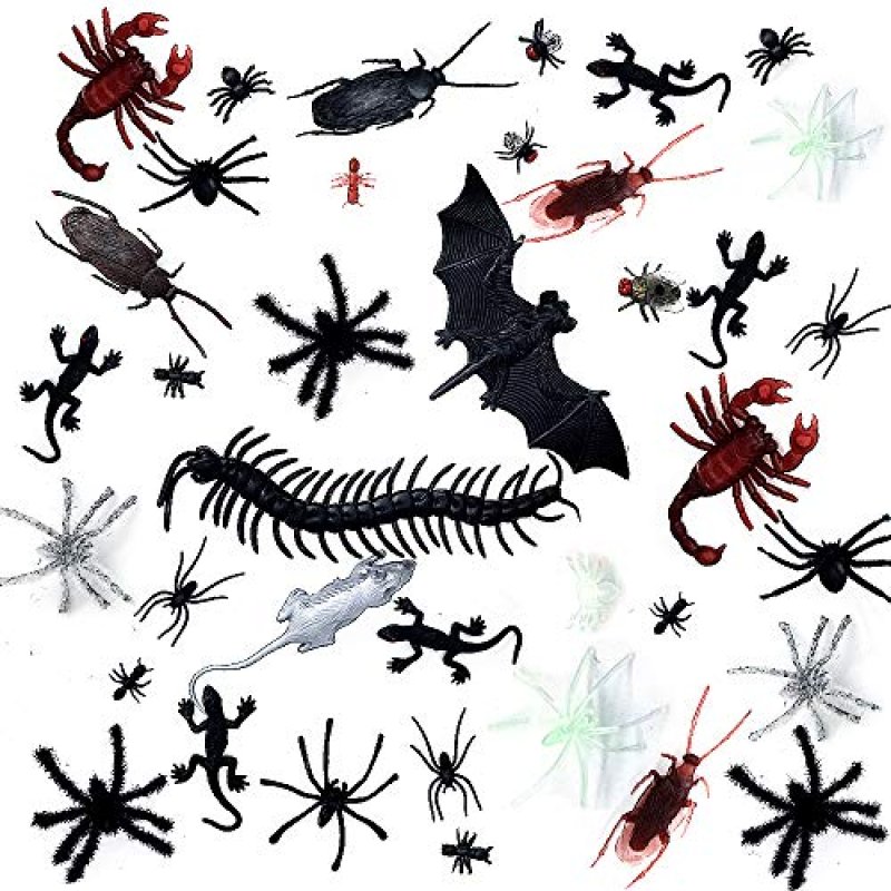 obqo Halloween Plastic Realistic Bugs, Scary Joke…