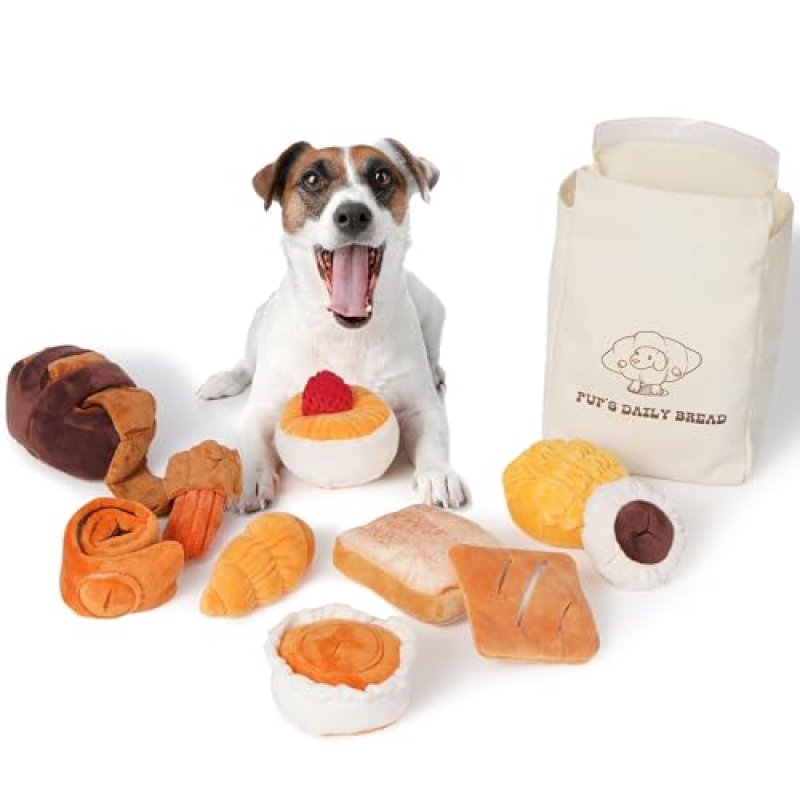 Nocciola 10 Pack Bread Dog Toys with a Bag…