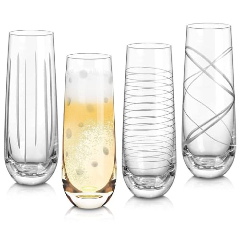 Joeyan 290ml Stemless Champagne Flutes Glasses,…