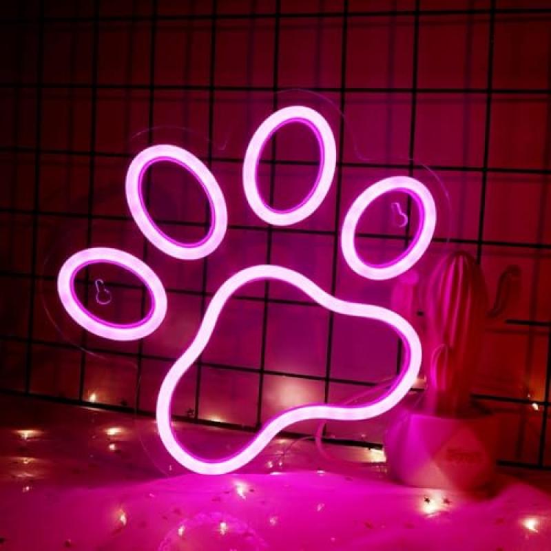 Dog Paw Print Neon Light Sign