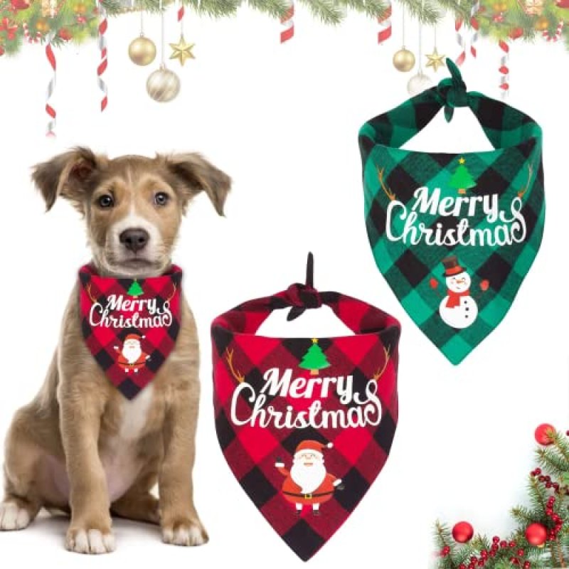 Dog Christmas Bandanas 2PCS - Double Sided…