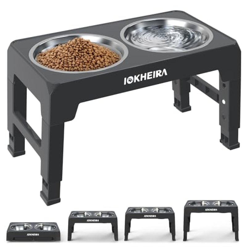 IOKHEIRA Dog Bowls with Stand,4 Heights…