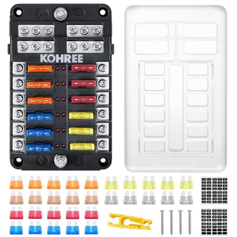 Kohree 12 Way Fuse Box with LED Indicator