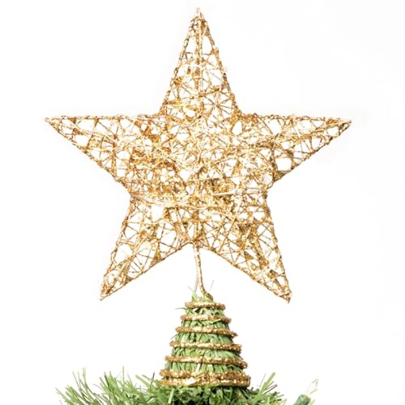 Joiedomi Gold Glitter Star Tree Topper Metal…