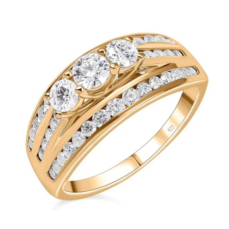 TJC Moissanite Half Eternity Ring In Yellow Gold…