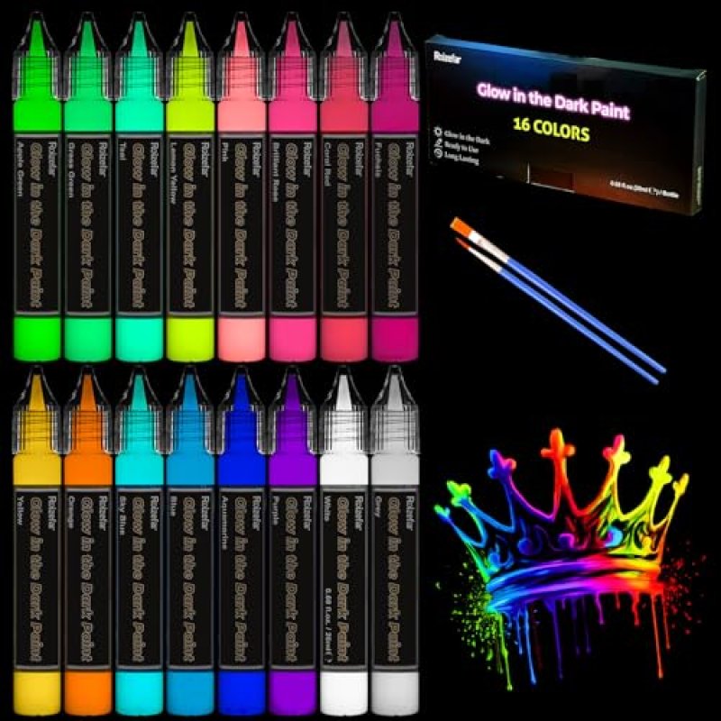 Roizefar Glow in the Dark Paint, 16 Colours x…