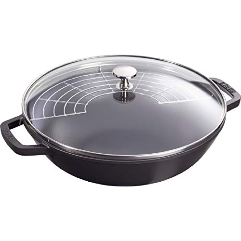 STAUB Wok Round, Black, 30 cm (Includes Lid and…