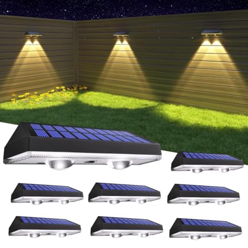 HAMLITE Solar Fence Lights with 3 Color Modes