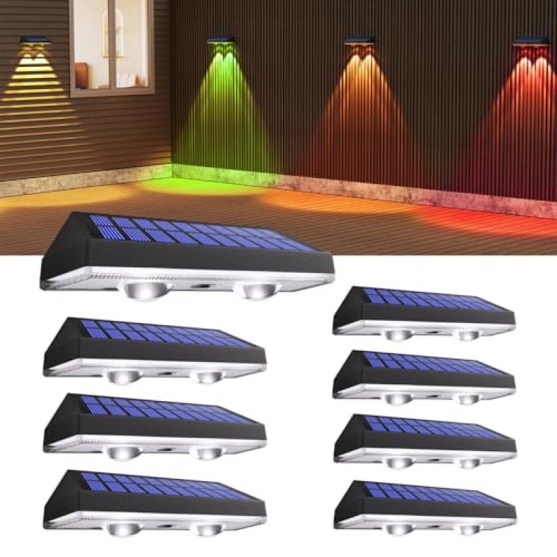 HAMLITE Solar Fence Lights with 8 Color Modes