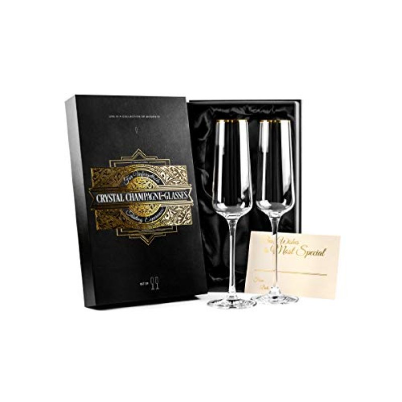 Gold Rim Champagne Gift Glasses | Set of 2 |…