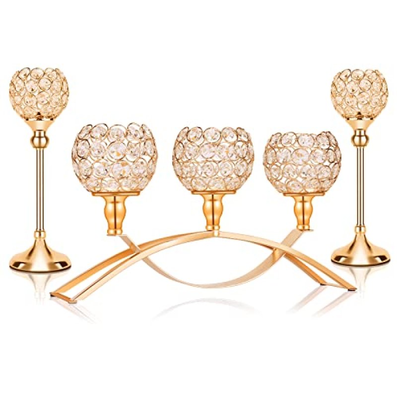 Gold Crystal Candle Holder