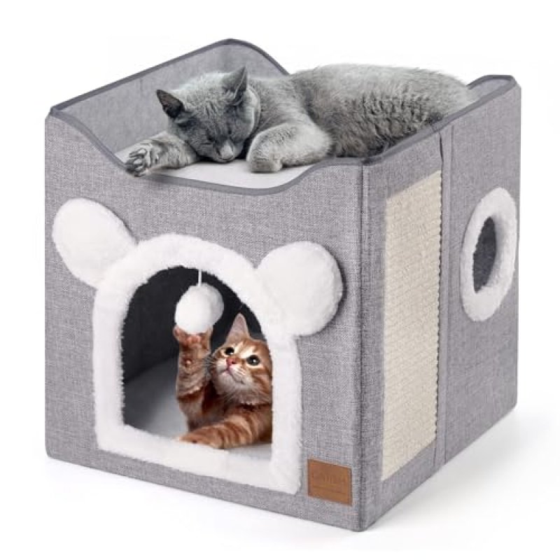 CATISM Foldable Cat House, Cat Bed 2 Layer Large…