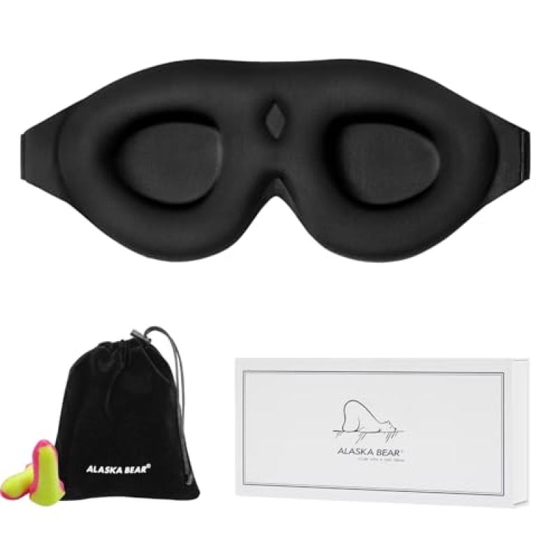 ALASKA BEAR Molded Eye Cups Sleep Mask with Earplugs