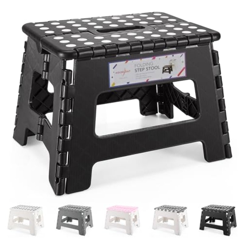 HOUSE DAY Folding Step Stool 9 Inch, Sturdy…