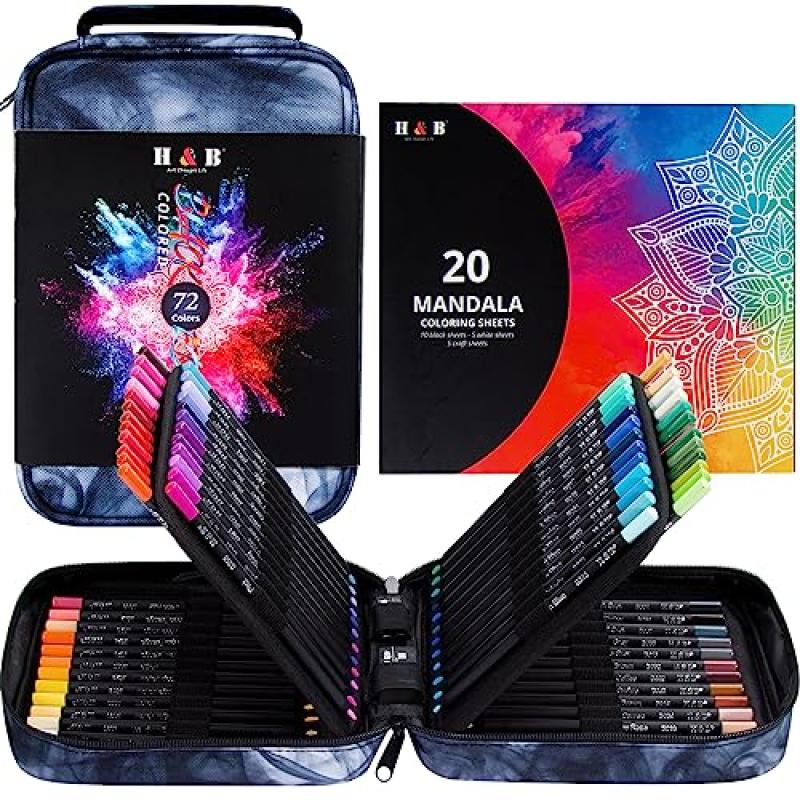 H & B Coloured Pencil Set with Mandala Sheets