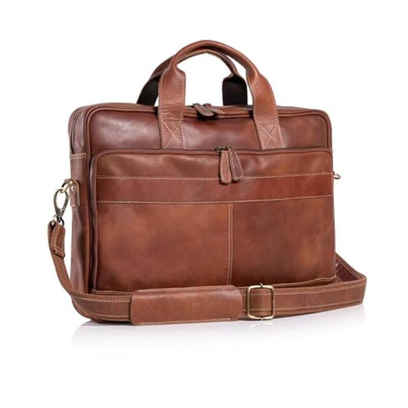 KomalC Leather Laptop Briefcase
