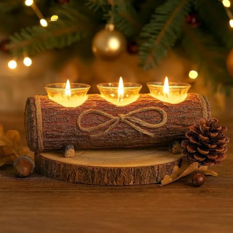 HomeZone Log Tealight Holder