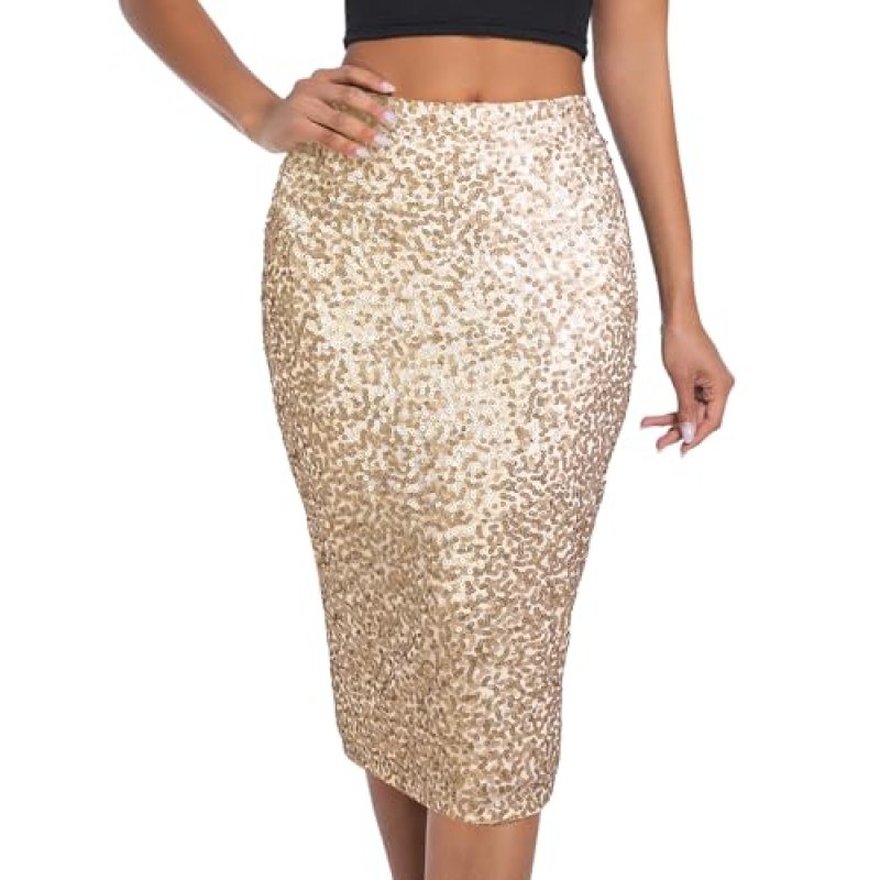 BALAYSIER Women Midi Sequin Skirt with Lining…