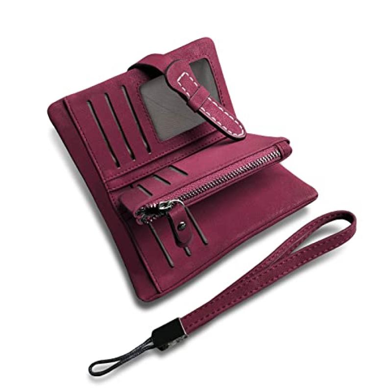 AOXONEL Women's Leather Wallet with Wristlet
