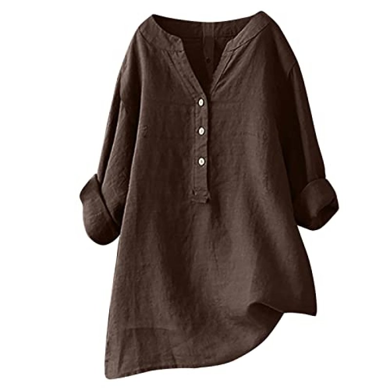 Women's V-Neck Linen Blouse