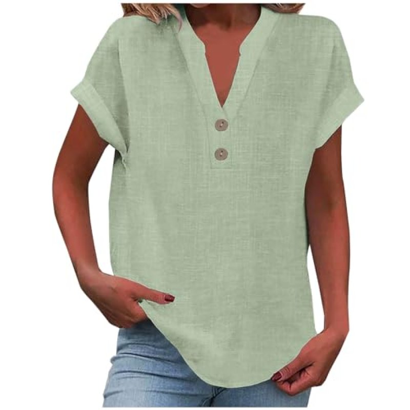 Women's Linen V-Neck Blouse
