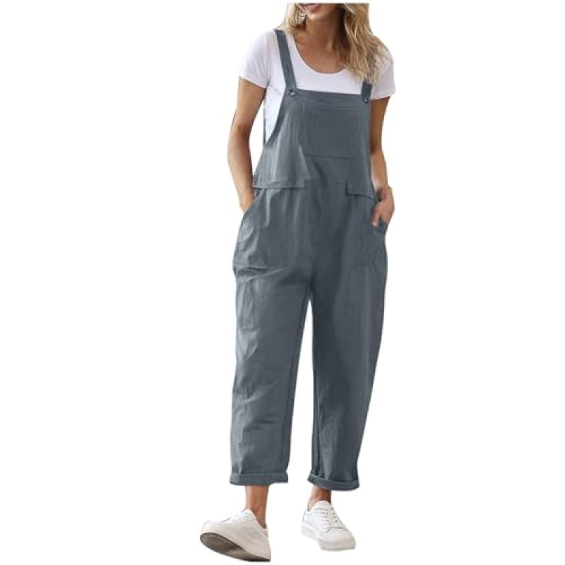 Women's Cotton Linen Dungarees