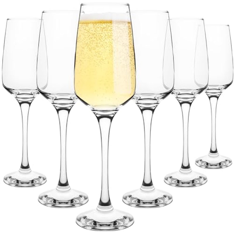 Homiu Crystal Champagne Flutes Set | Set of 6 |…