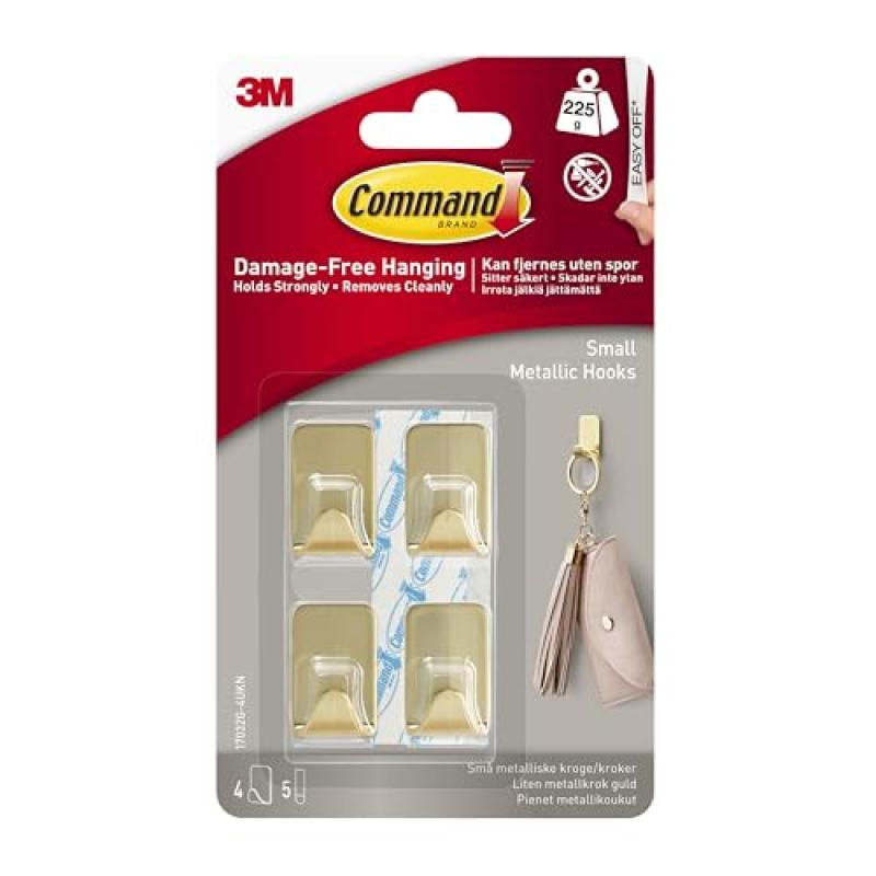 Command Small Metallic Hook with Adhesive Strips