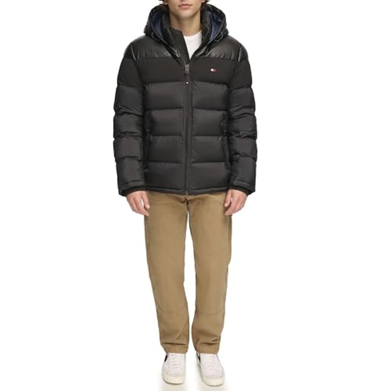 Tommy Hilfiger Men's Hooded Puffer Jacket, Black…