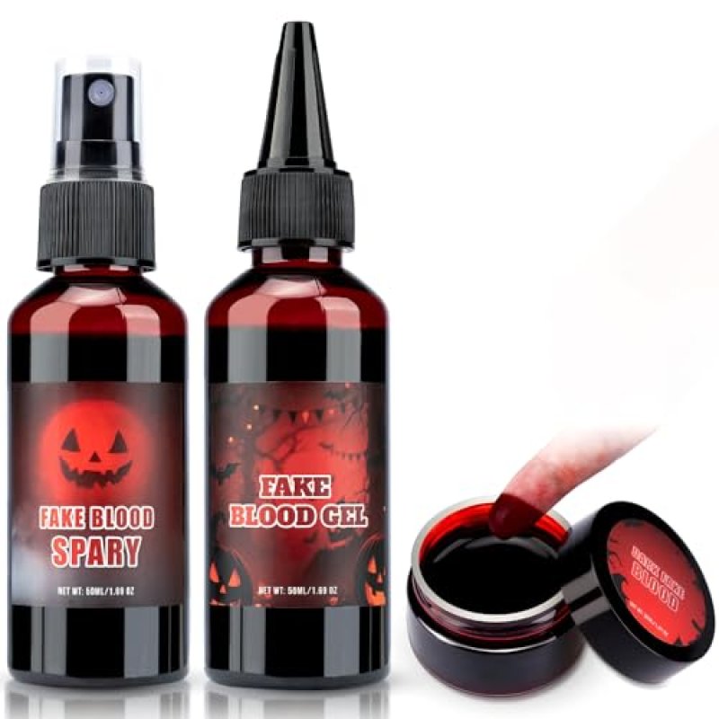 TonJin Halloween Fake Blood Makeup Kit, 3PCS…