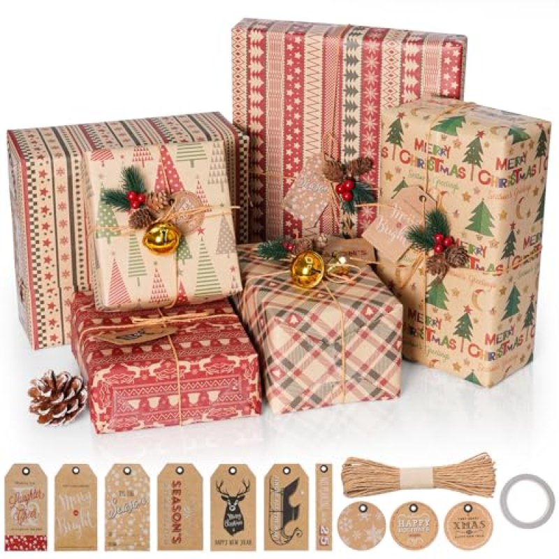 Koncci Christmas Wrapping Paper, 6 Folded Sheets…